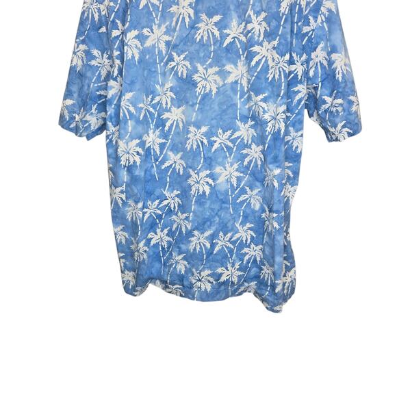 Lands End Mens Tropical Print Shirt Large 16/16.5 Palm Trees 100% Cotton Resort - Picture 3 of 8
